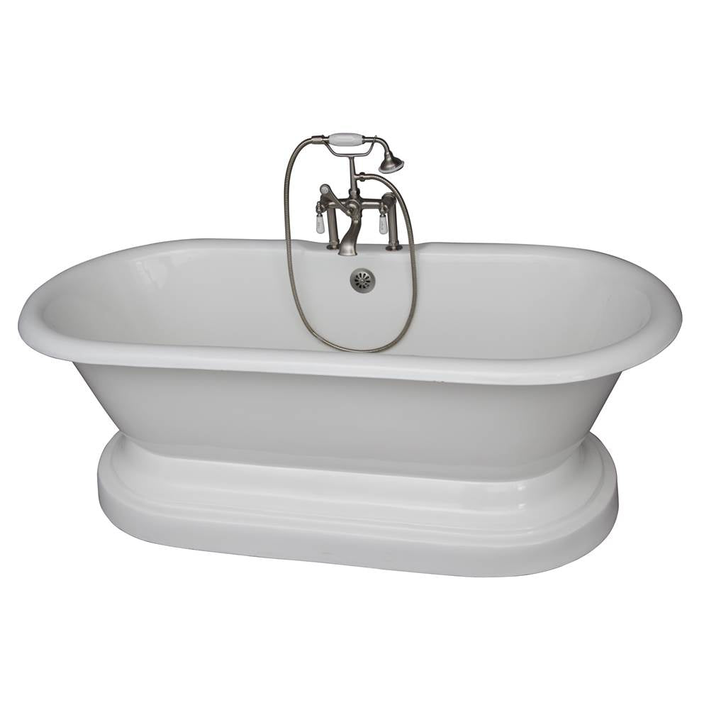 Barclay TKCTDRH61B-SN1  Tub Kit 61 Cast Iron Double Roll Top With Base Filler Supplies Drain  - Satin Nickel