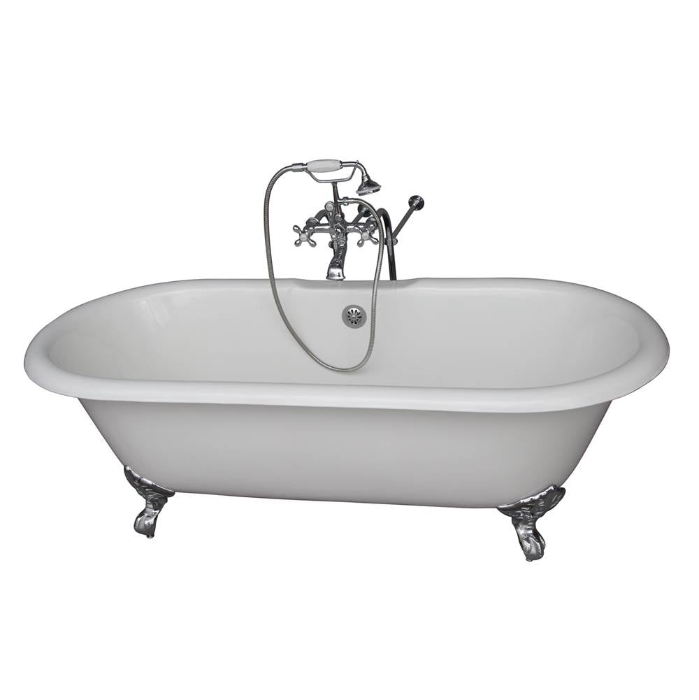 Barclay TKCTDRN61-CP2  Tub Kit 61 Cast Iron Double Roll Top Filler Supplies Drain  - Polished Chrome