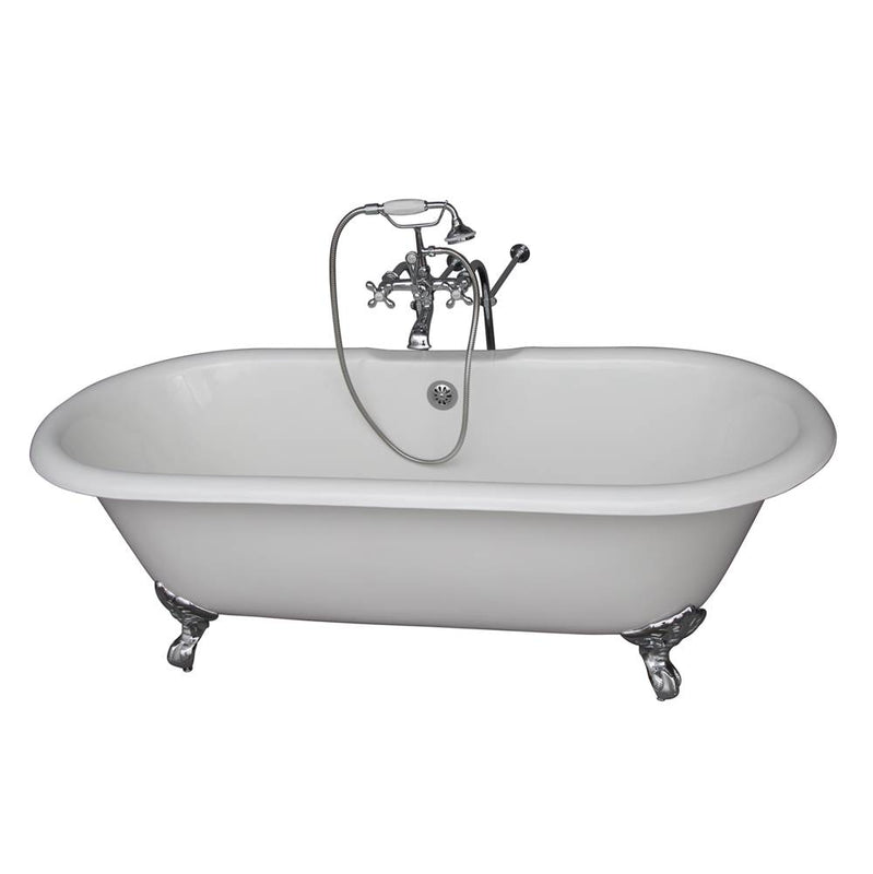 Barclay TKCTDRN61-CP2  Tub Kit 61 Cast Iron Double Roll Top Filler Supplies Drain  - Polished Chrome