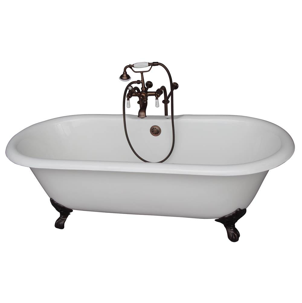 Barclay TKCTDRN61-ORB1  Tub Kit 61 Cast Iron Double Roll Top Filler Supplies Drain  - Oil Rubbed Bronze