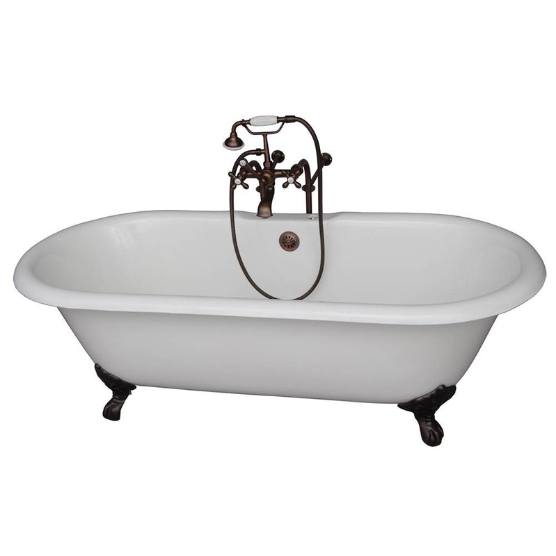 Barclay TKCTDRN61-ORB2  Tub Kit 61 Cast Iron Double Roll Top Filler Supplies Drain  - Oil Rubbed Bronze
