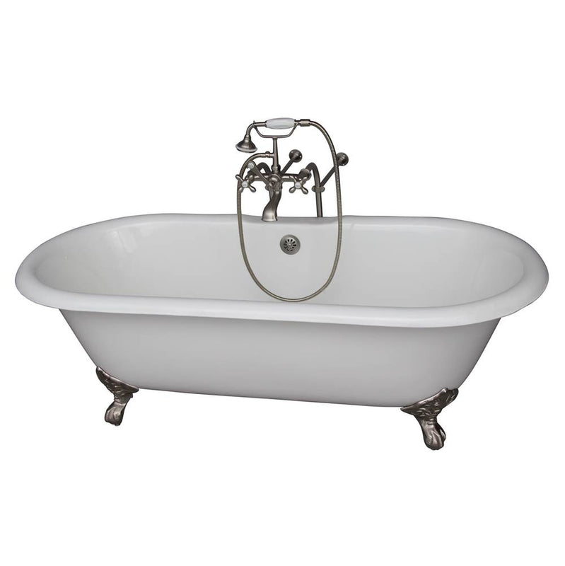 Barclay TKCTDRN61-SN2  Tub Kit 61 Cast Iron Double Roll Top Filler Supplies Drain  - Satin Nickel