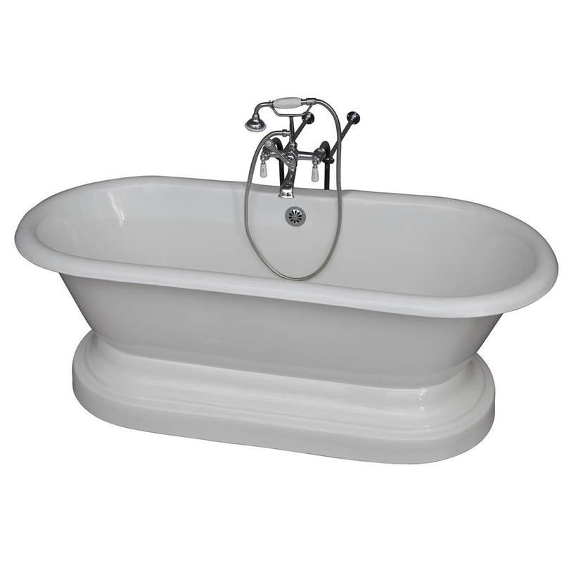 Barclay TKCTDRN61B-CP1  Tub Kit 61 Cast Iron Double Roll Top With Base Filler Supplies Drain  - Polished Chrome