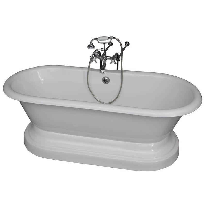 Barclay TKCTDRN61B-CP2  Tub Kit 61 Cast Iron Double Roll Top With Base Filler Supplies Drain  - Polished Chrome