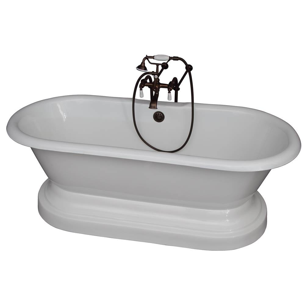 Barclay TKCTDRN61B-ORB1  Tub Kit 61 Cast Iron Double Roll Top With Base Filler Supplies Drain  - Oil Rubbed Bronze