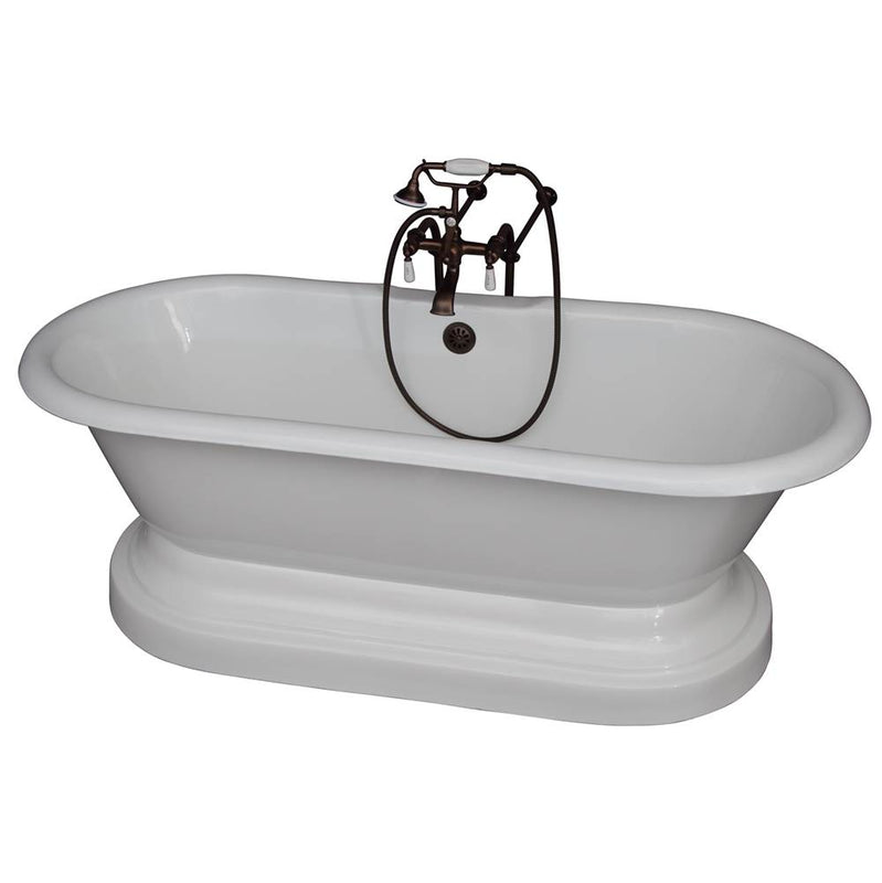 Barclay TKCTDRN61B-ORB1  Tub Kit 61 Cast Iron Double Roll Top With Base Filler Supplies Drain  - Oil Rubbed Bronze