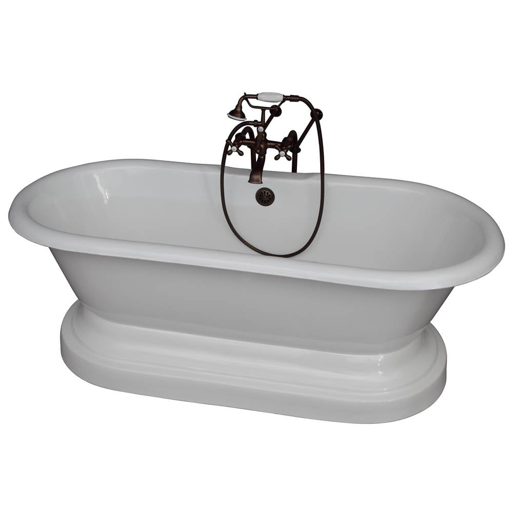 Barclay TKCTDRN61B-ORB2  Tub Kit 61 Cast Iron Double Roll Top With Base Filler Supplies Drain  - Oil Rubbed Bronze