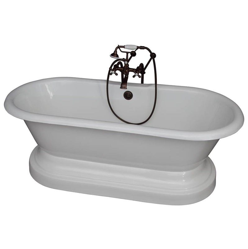 Barclay TKCTDRN61B-ORB2  Tub Kit 61 Cast Iron Double Roll Top With Base Filler Supplies Drain  - Oil Rubbed Bronze