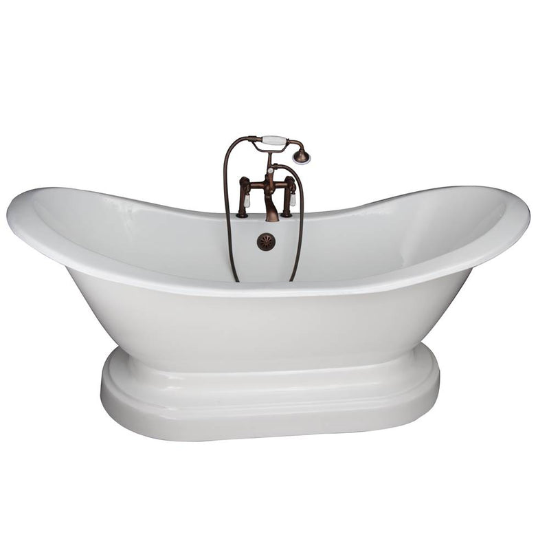 Barclay TKCTDSHB-ORB1  Tub Kit 71 Cast Iron Double Slipper Filler Supplies Drain  - Oil Rubbed Bronze