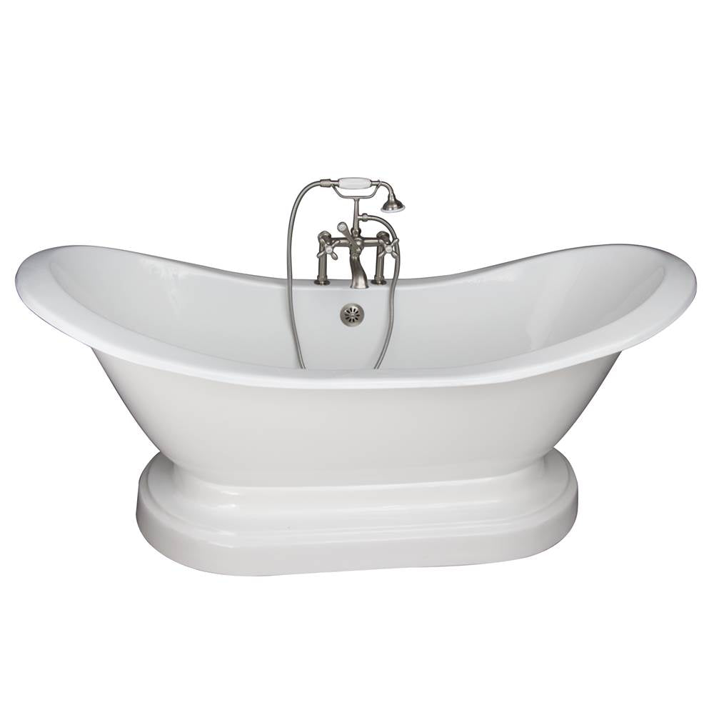 Barclay TKCTDSHB-SN2  Tub Kit 71 Cast Iron Double Slipper Filler Supplies Drain  - Satin Nickel