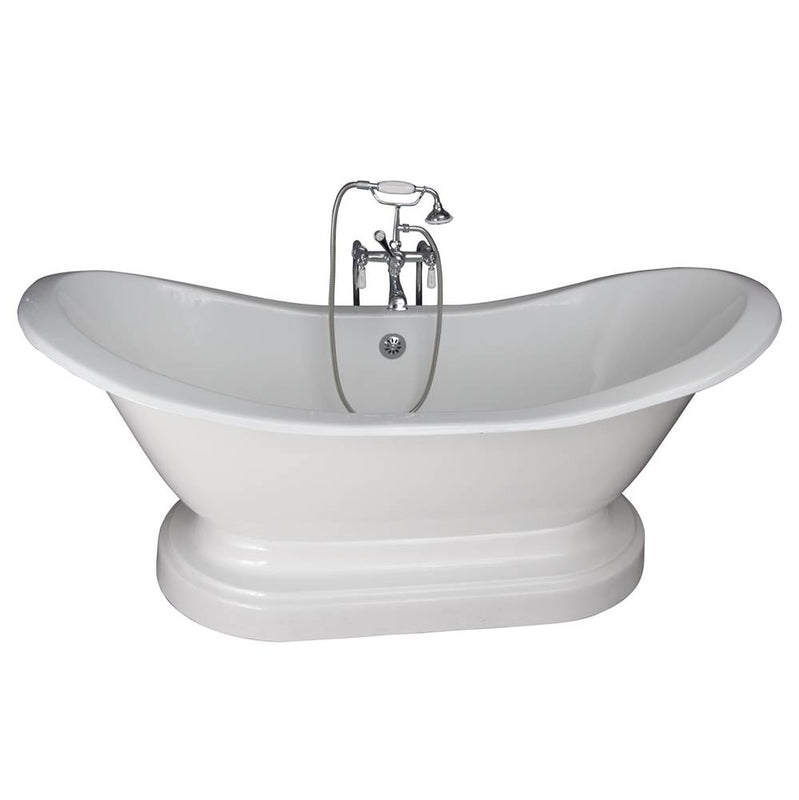 Barclay TKCTDSNB-CP2  Tub Kit 71 Cast Iron Double Slipper Filler Supplies Drain  - Polished Chrome
