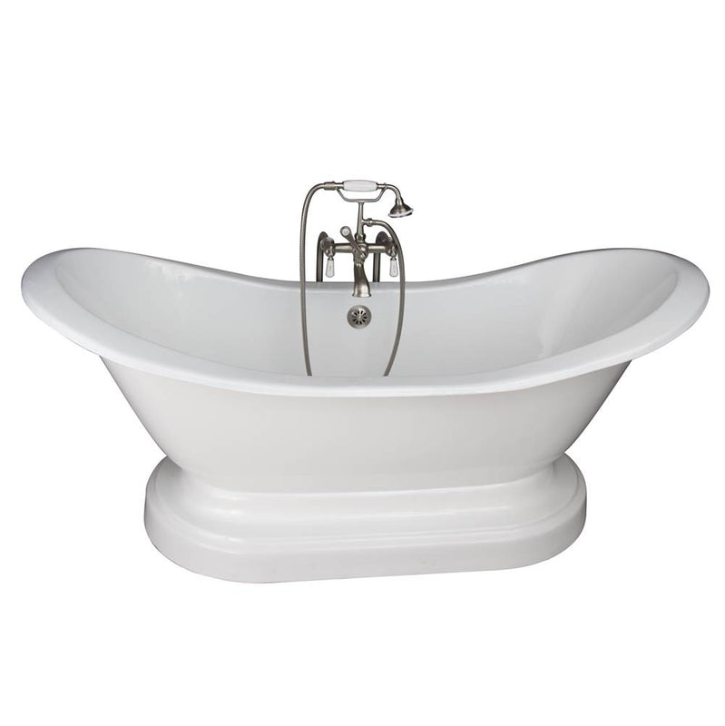 Barclay TKCTDSNB-SN1  Tub Kit 71 Cast Iron Double Slipper Filler Supples Drain  - Satin Nickel