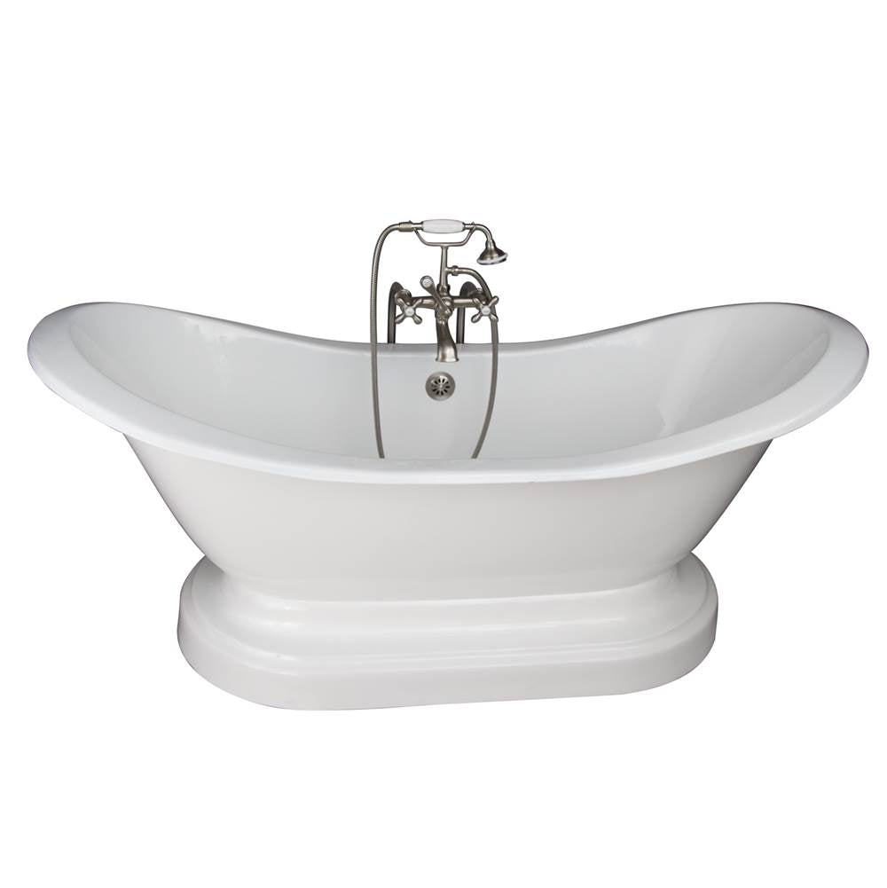 Barclay TKCTDSNB-SN2  Tub Kit 71 Cast Iron Double Slipper Filler Supples Drain  - Satin Nickel
