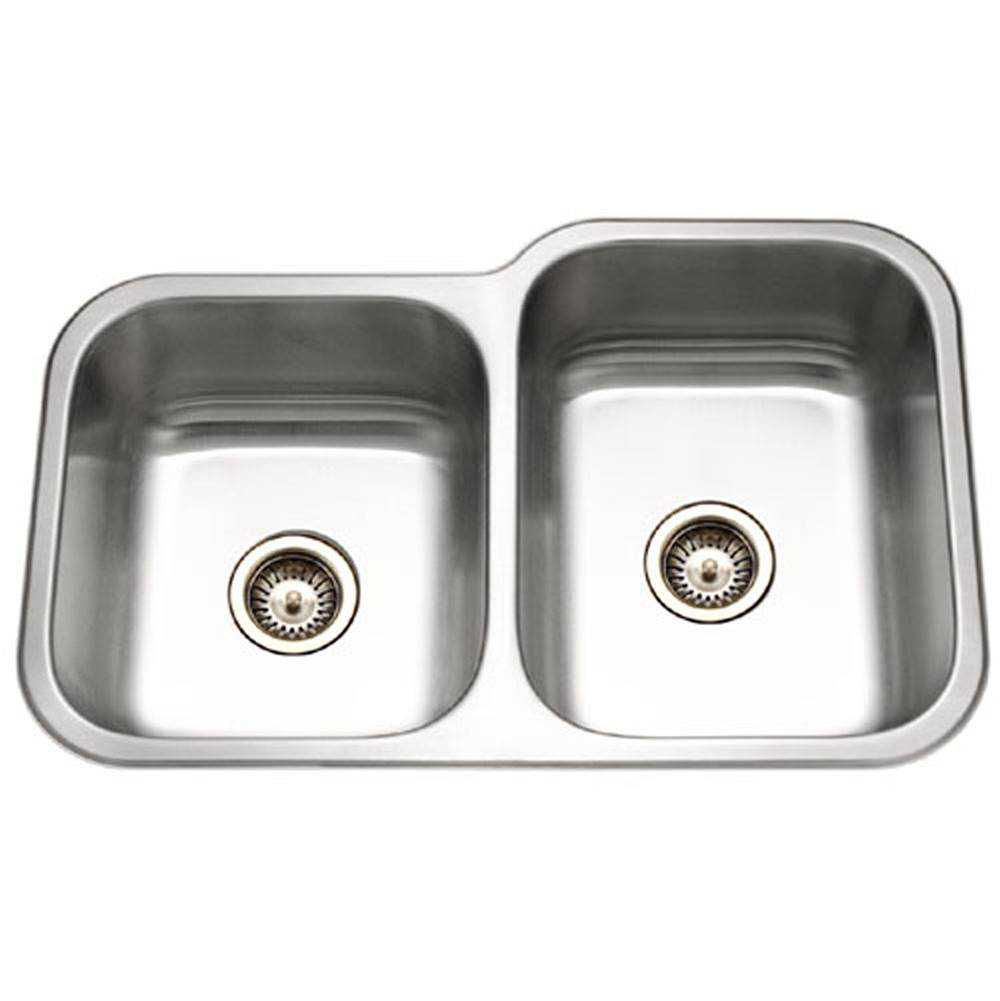 Hamat VIT-3221DL-1 Undermount Stainless Steel 40/60 Double Bowl Kitchen Sink, Small bowl left