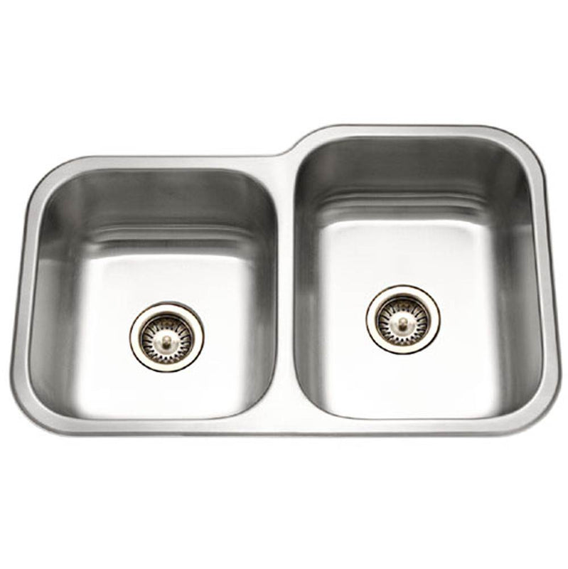 Hamat VIT-3221DL-20 Undermount Stainless Steel 40/60 Double Bowl Kitchen Sink, Small bowl left