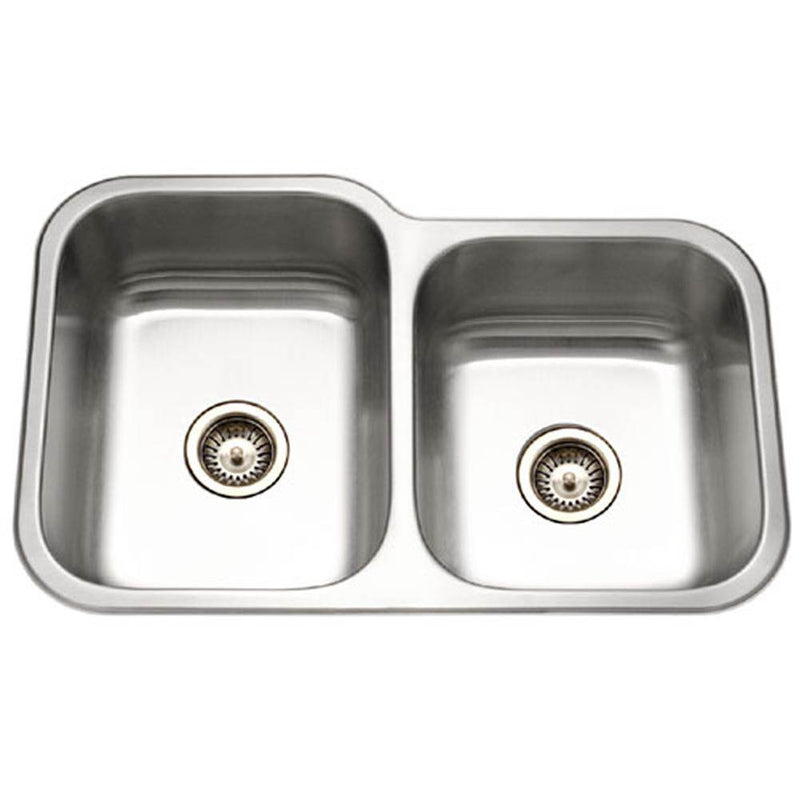 Hamat VIT-3221DR-1 Undermount Stainless Steel 60/40 Double Bowl Kitchen Sink, Small bowl Right