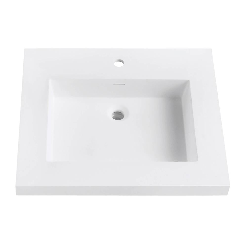 Avanity VUT25WT VersaStone 25 in. Solid Surface Vanity Top with Integrated Bowl in Matte finish