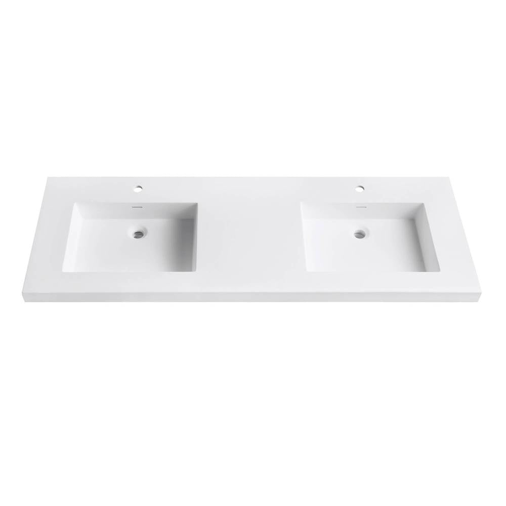 Avanity VUT61WT VersaStone 61 in. Solid Surface Vanity Top with Integrated Double Bowl in Matte finish