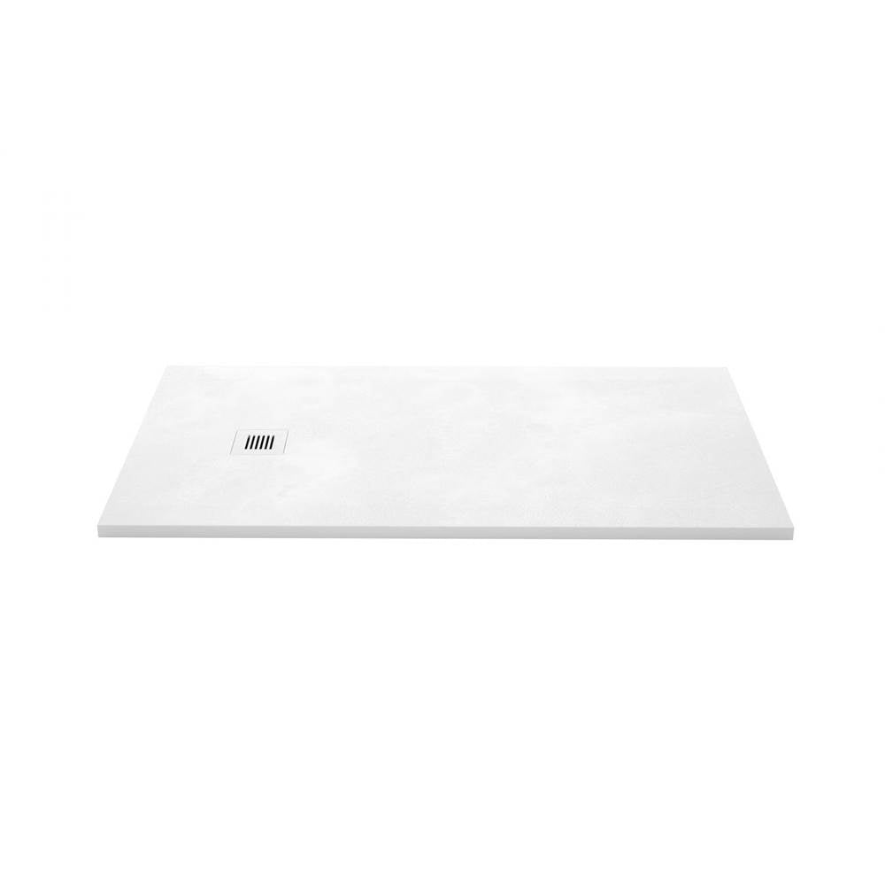 Wet Style DFL6032E-AT-3C Shower Base - Feel - 60 X 32 - End Drain - White Concrete - 3 Cuts
