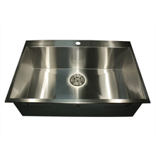 Load image into Gallery viewer, Nantucket Sinks ZR3322-S-16 33&quot; Large Single Bowl Self Rimming Zero Radius Stainless Steel Drop In Kitchen Sink, 1 Hole