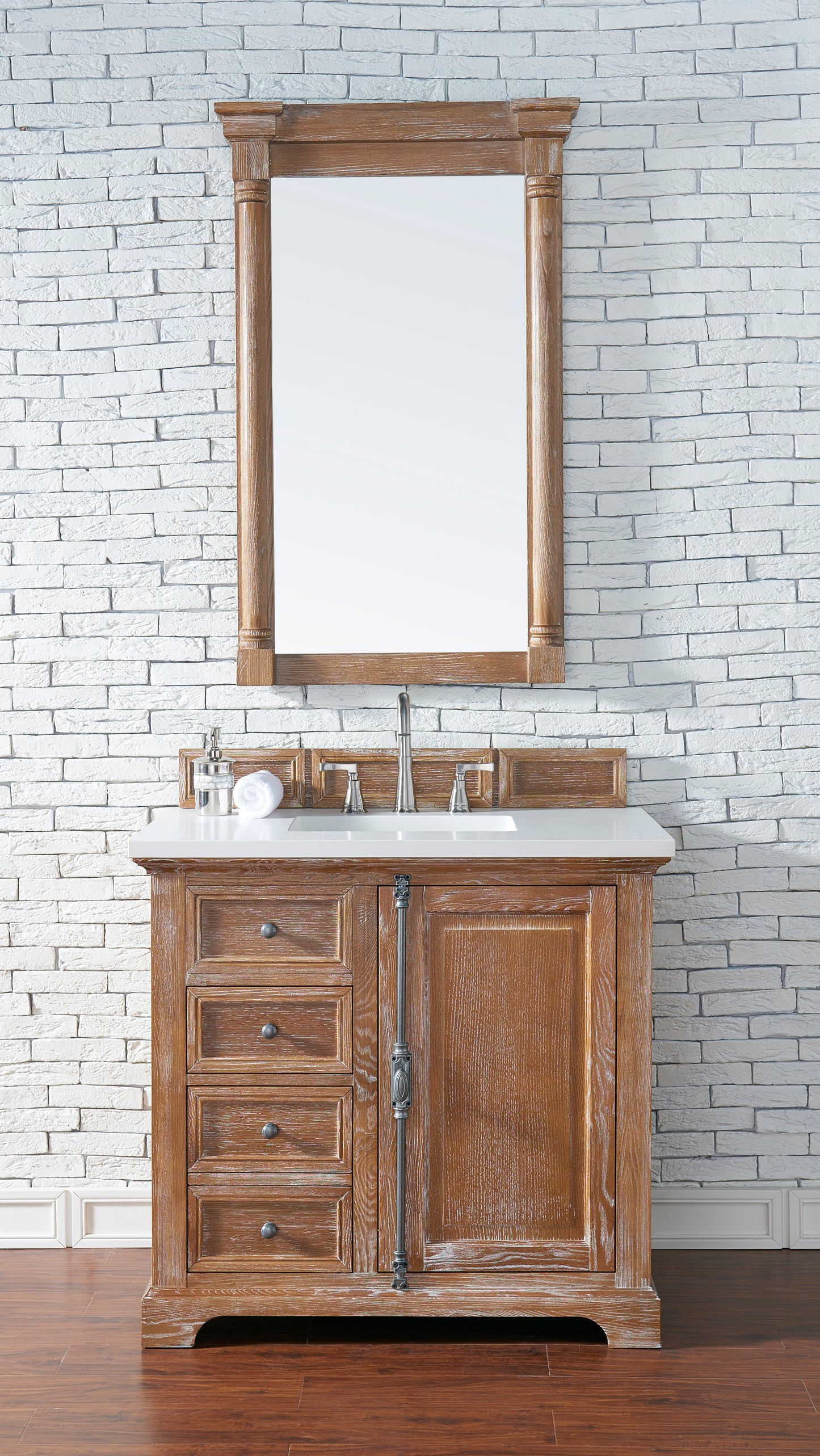 James Martin 238-105-5511-3WZ Providence 36" Single Vanity Cabinet With 3 CM Top - Driftwood