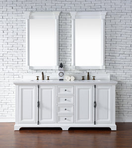 James Martin 238-105-V72-BW-3WZ Providence 72" Double Vanity Cabinet With 3 CM Top - Bright White
