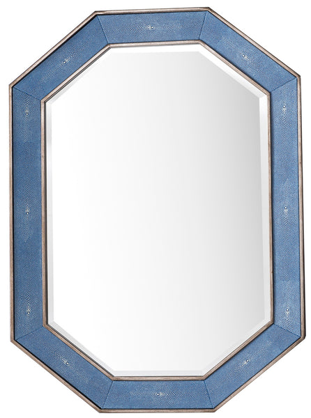 James Martin 963-M30-SL-DB Tangent 30" Mirror, Silver w/ Delft Blue