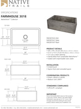 Load image into Gallery viewer, Native Trails NSK3018-A Farmhouse 3018 Native Stone Kitchen Sink Ash