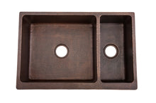 Load image into Gallery viewer, Premier 33&quot;Copper Hammered Kitchen Apron 75/25 Sink KA75DB33229