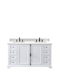 James Martin 238-105-V60D-BW-3WZ Providence 60" Double Vanity Cabinet With 3 CM Top - Bright White
