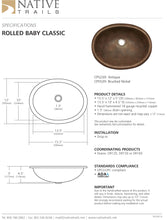 Load image into Gallery viewer, Native Trails CPS539 Rolled Baby Classic Copper Bath Sink Brushed Nickel