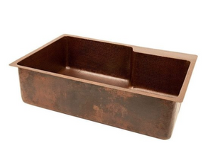 33" Copper Kitchen Single Basin Sink With Space For Faucet
