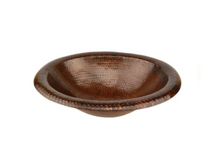 Premier Oval Self Rimming Hammered Copper Sink LO18RDB