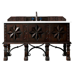 James Martin 150-V60S-ANW-3WZ Balmoral 60" Single Vanity Cabinet With 3 CM Top - Antique Walnut